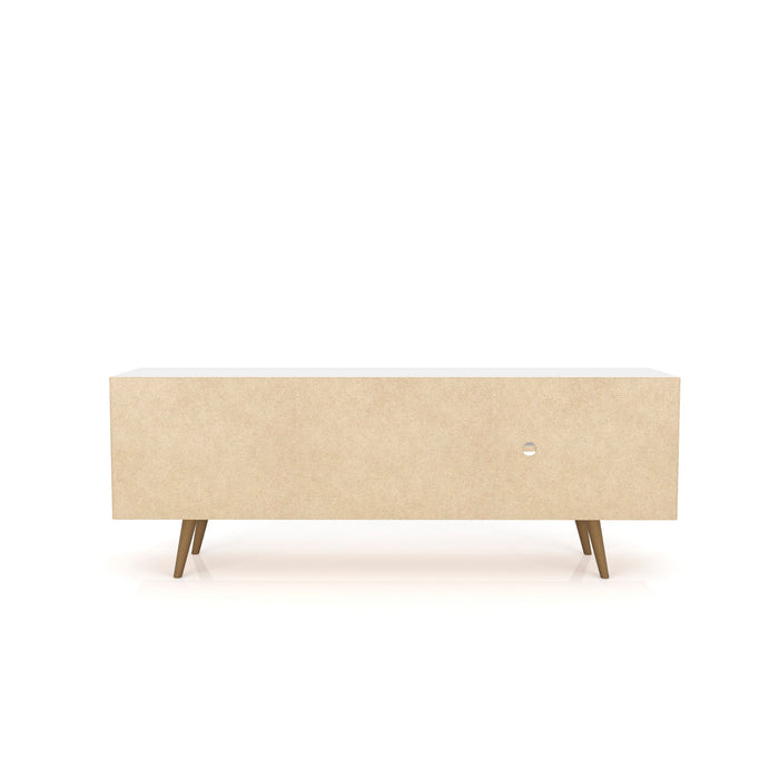 Manhattan Comfort Liberty 62.99\" Mid-Century Modern TV Stand with 3 Shelves & 2 Doors - White