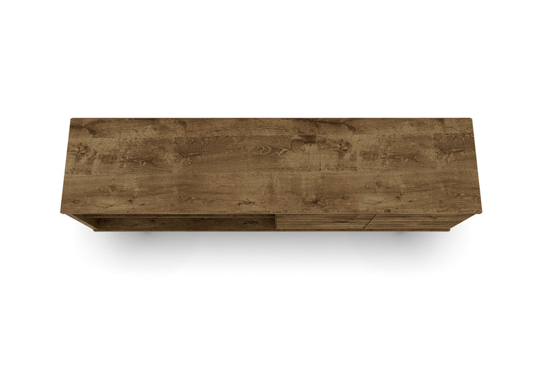 Manhattan Comfort Liberty 62.99\" Mid-Century Modern TV Stand with 3 Shelves & 2 Doors - Rustic Brown & Yellow