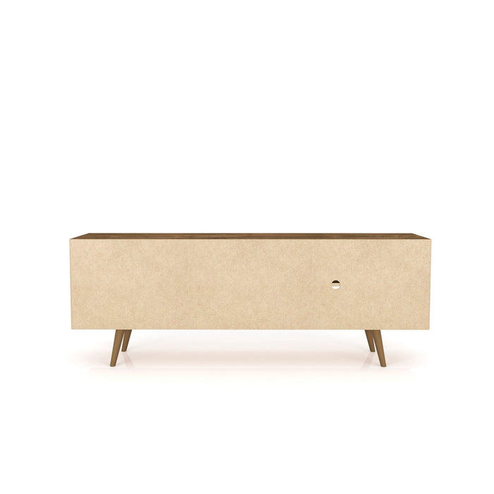 Manhattan Comfort Liberty 62.99\" Mid-Century Modern TV Stand with 3 Shelves & 2 Doors - Brown