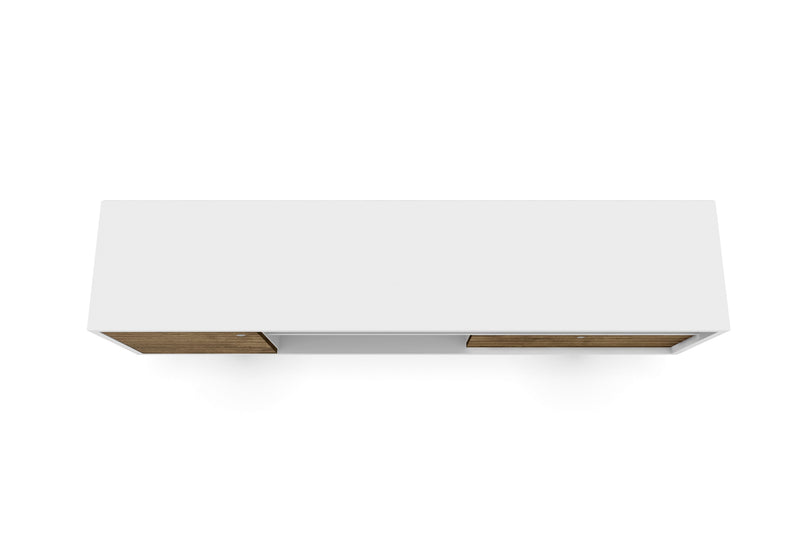 Manhattan Comfort Liberty 70.86\" Mid-Century Modern TV Stand with 4 Shelving Spaces & 1 Drawer - White & Rustic Brown