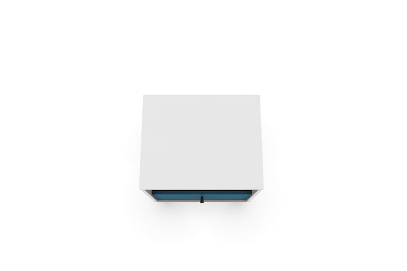 Manhattan Comfort Liberty Mid-Century Modern Nightstand with Cubby Space & Drawer - White & Aqua Blue