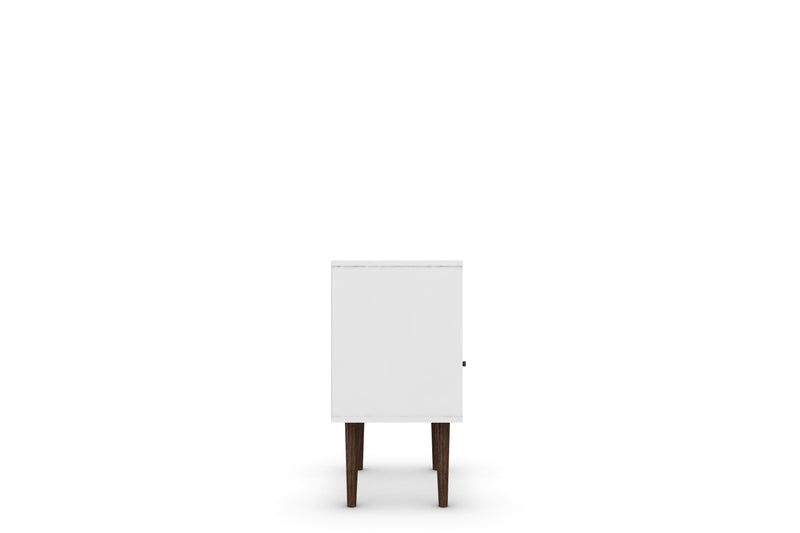 Manhattan Comfort Liberty Mid-Century Modern Nightstand with Cubby Space & Drawer - White & Rustic Brown