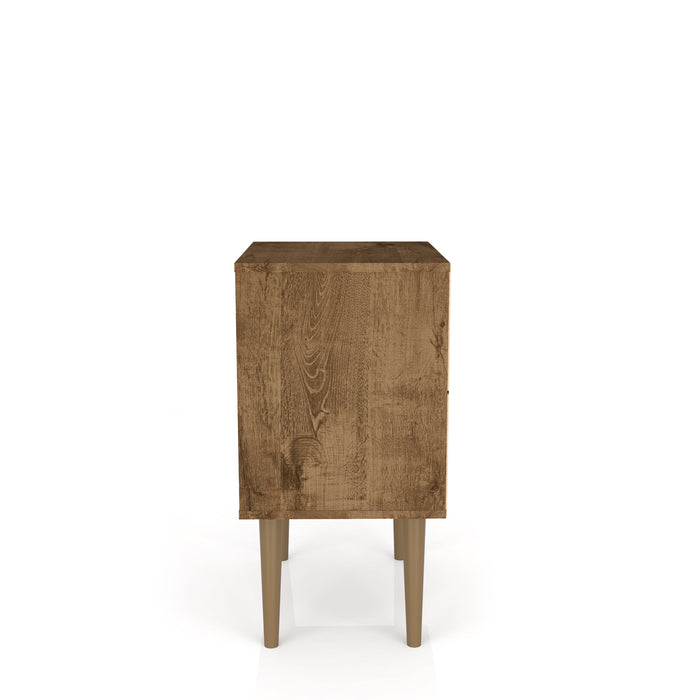 Manhattan Comfort Liberty Mid-Century Modern Nightstand with 1 Cubby Space & Drawer - Rustic Brown