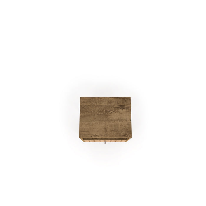 Manhattan Comfort Liberty Mid-Century Modern Nightstand with Cubby Space & Drawer - Rustic Brown