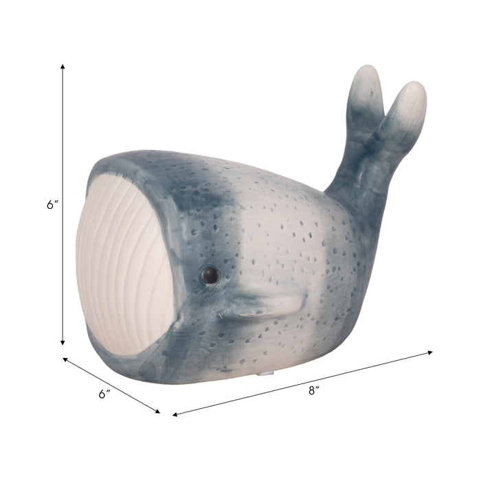 8\" Blue Whale Decor - Blue and White