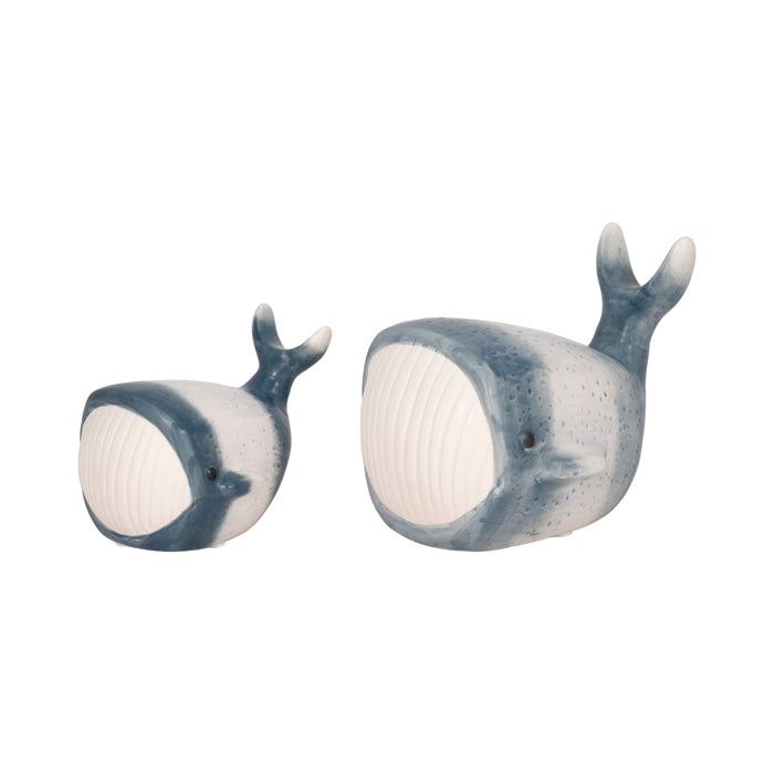 8\" Blue Whale Decor - Blue and White