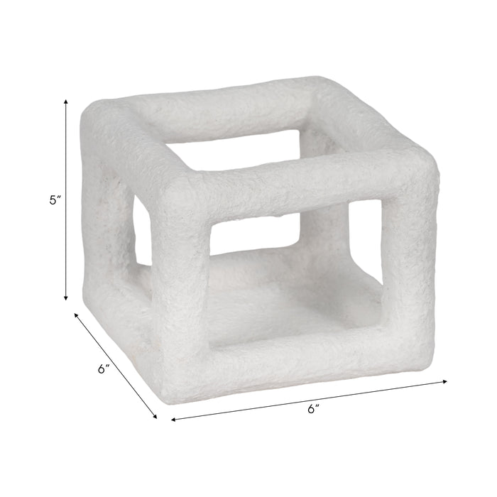 6\" Tectured Open Square Cube - White