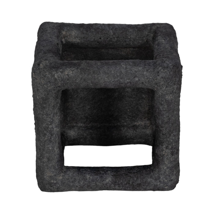 6\" Textured Open Square Cube - Black