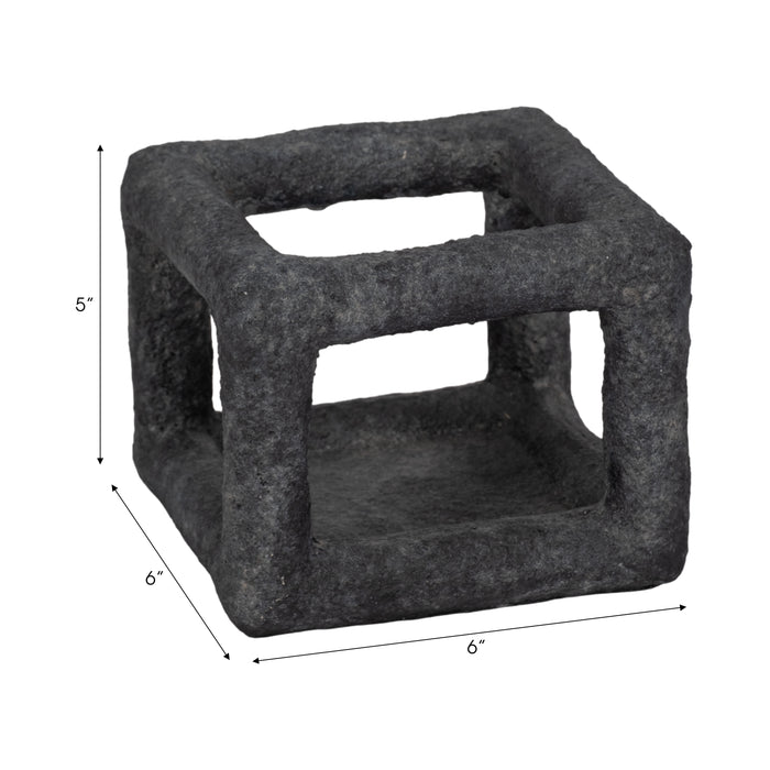 6\" Textured Open Square Cube - Black
