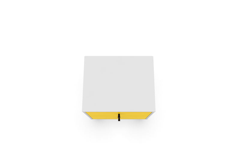 Manhattan Comfort Liberty Mid-Century Modern Nightstand with 2 Full Extension Drawers - White & Yellow