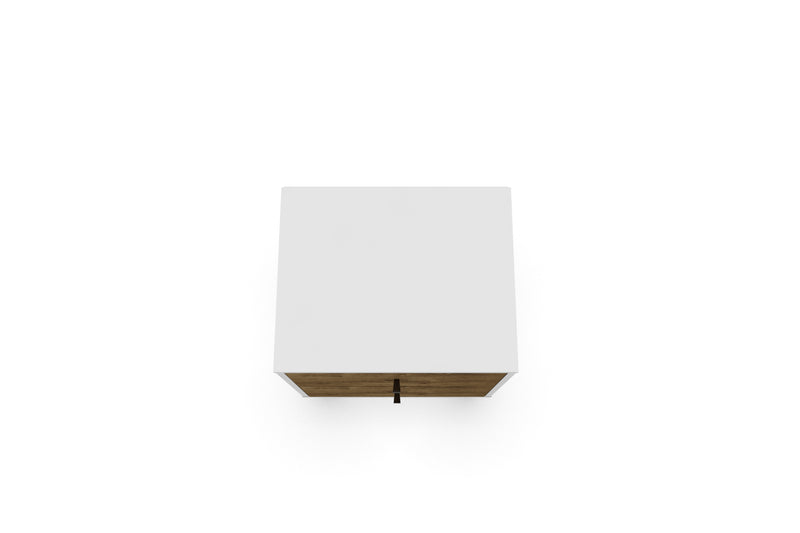 Manhattan Comfort Liberty Mid-Century Modern Nightstand with 2 Full Extension Drawers - White & Rustic Brown