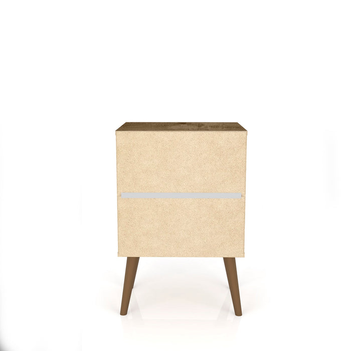 Manhattan Comfort Liberty Mid-Century Modern Nightstand with 2 Full Extension Drawers - Rustic Brown