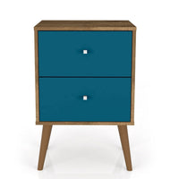 Manhattan Comfort Liberty Mid-Century Modern Nightstand with 2 Full Extension Drawers - Rustic Brown