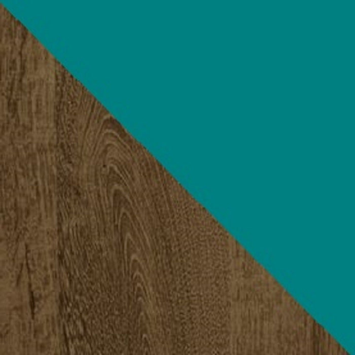 Manhattan Comfort Liberty Mid-Century Modern Nightstand with 2 Full Extension Drawers - Rustic Brown & Aqua Blue