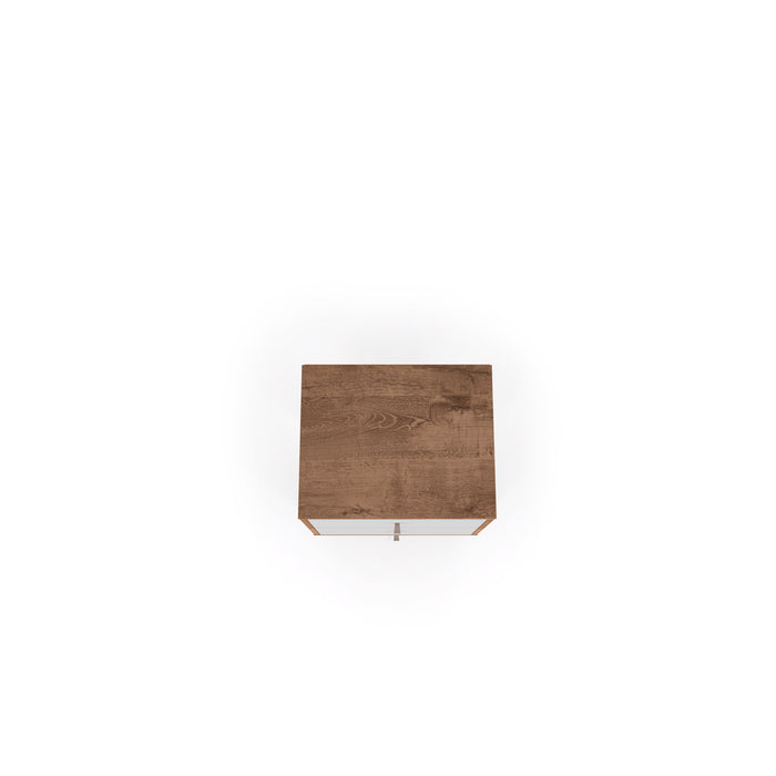Manhattan Comfort Liberty Mid-Century Modern Nightstand with 2 Full Extension Drawers - Rustic Brown & White