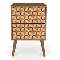 Manhattan Comfort Liberty Mid-Century Modern Nightstand with 2 Full Extension Drawers - Brown