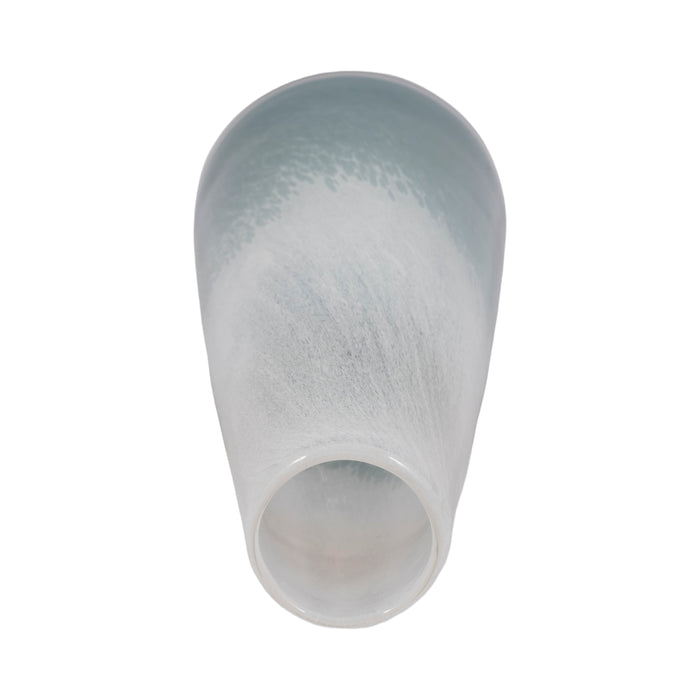 Glass 11\" Light Blue Waters Vase - Blue and White