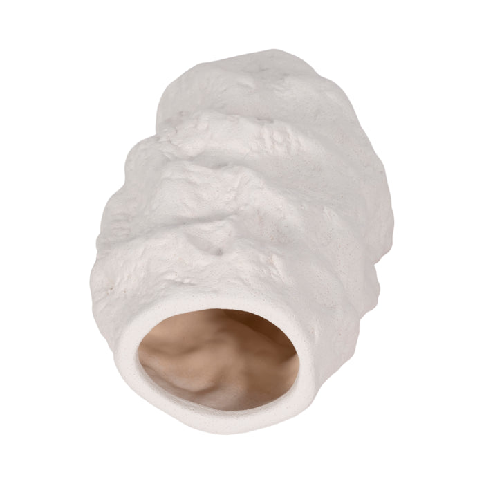 Ceramic 11\" Jagged Textured Vase - White