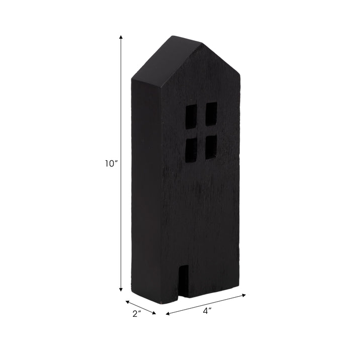 Wood 10\" House Tabletop Decor - Black
