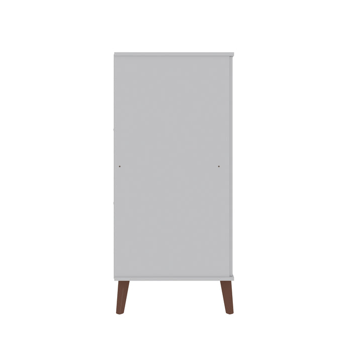 Manhattan Comfort Hampton Shoe Closet with 4 Shelves Solid Wood Legs - White