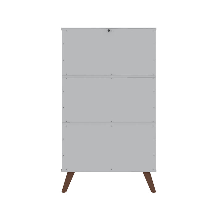 Manhattan Comfort Hampton Shoe Closet with 4 Shelves Solid Wood Legs - White