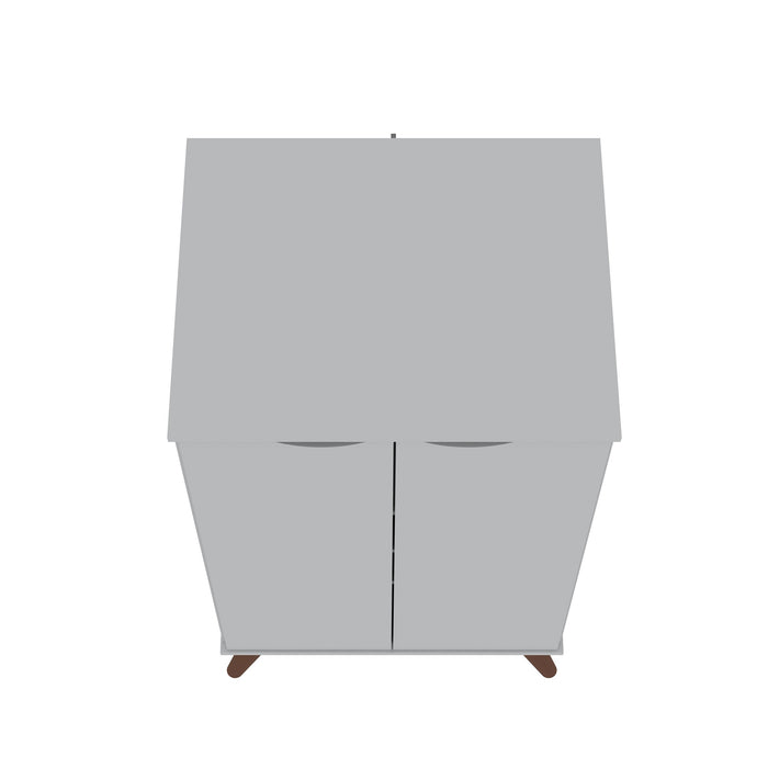 Manhattan Comfort Hampton Shoe Closet with 4 Shelves Solid Wood Legs - White