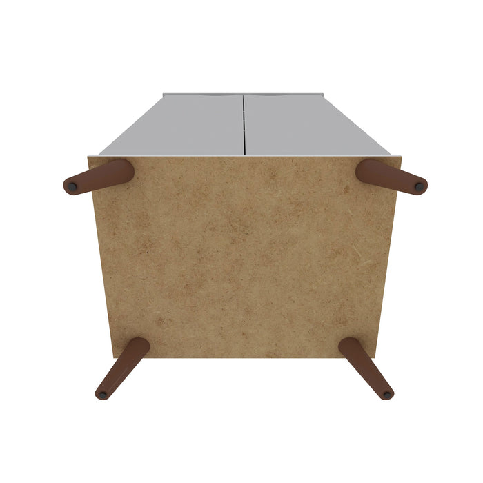 Manhattan Comfort Hampton Shoe Closet with 4 Shelves Solid Wood Legs - White