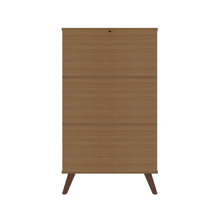 Manhattan Comfort Hampton Shoe Closet with 4 Shelves Solid Wood Legs - Off White