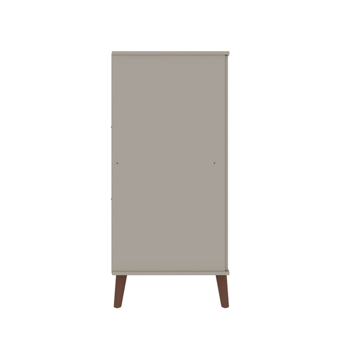 Manhattan Comfort Hampton Shoe Closet with 4 Shelves Solid Wood Legs - Off White & Maple Cream