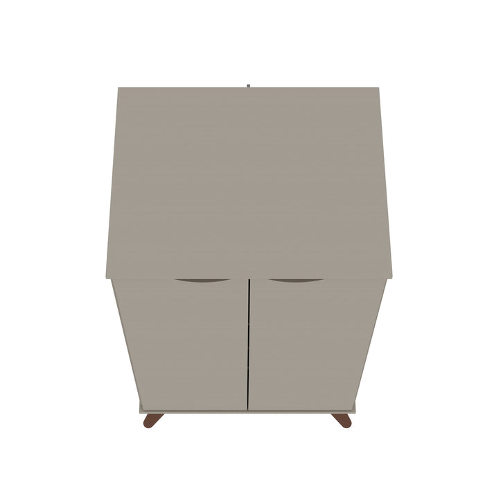 Manhattan Comfort Hampton Shoe Closet with 4 Shelves Solid Wood Legs - Off White & Maple Cream