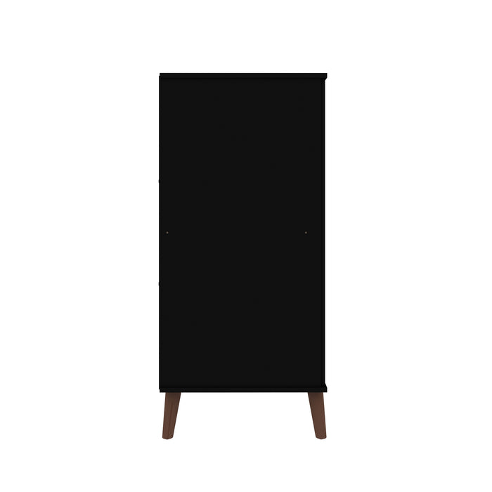 Manhattan Comfort Hampton Shoe Closet with 4 Shelves Solid Wood Legs - Black