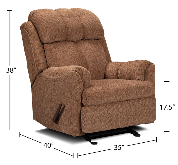 Made in Canada 35\" BChenille Fabric Rocker Reclining Chair - Brown