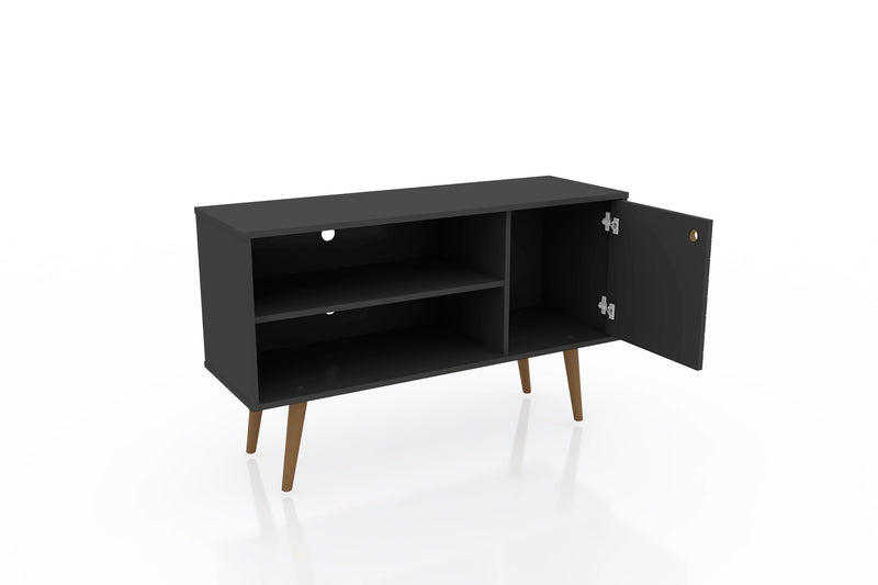 Manhattan Comfort Liberty 42.52\" Mid-Century Modern TV Stand with 2 Shelves & 1 Door - Black