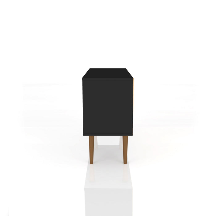 Manhattan Comfort Liberty 42.52\" Mid-Century Modern TV Stand with 2 Shelves & 1 Door - Black