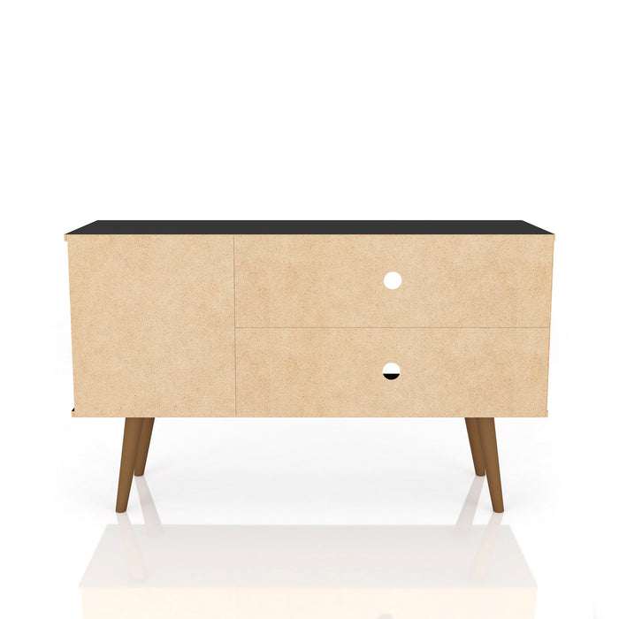 Manhattan Comfort Liberty 42.52\" Mid-Century Modern TV Stand with 2 Shelves & 1 Door - Rustic Brown