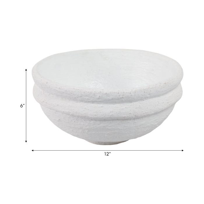 12\" x 12\" Textured Bowl - White