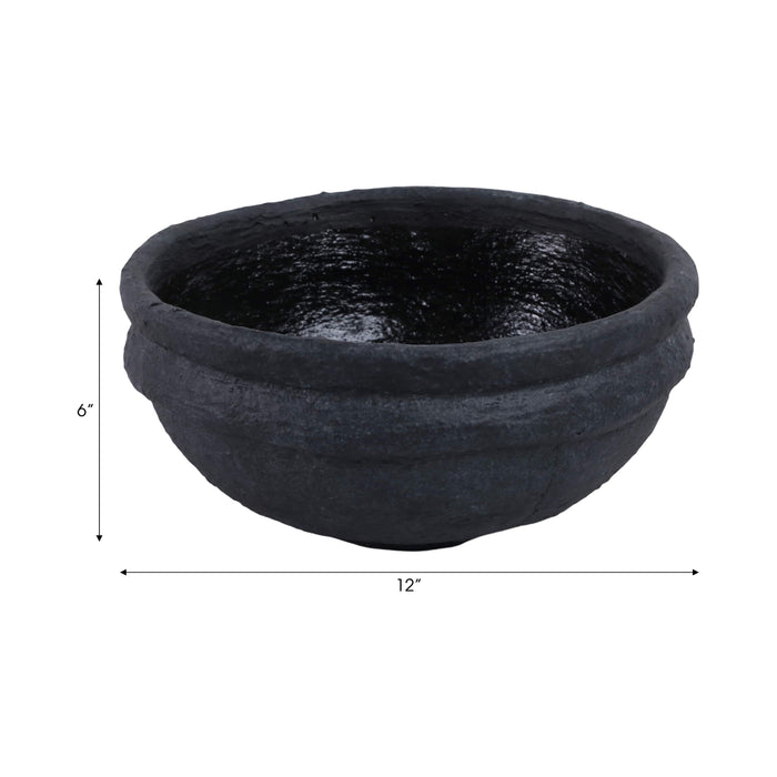 12\" x 12\" Textured Bowl - Black