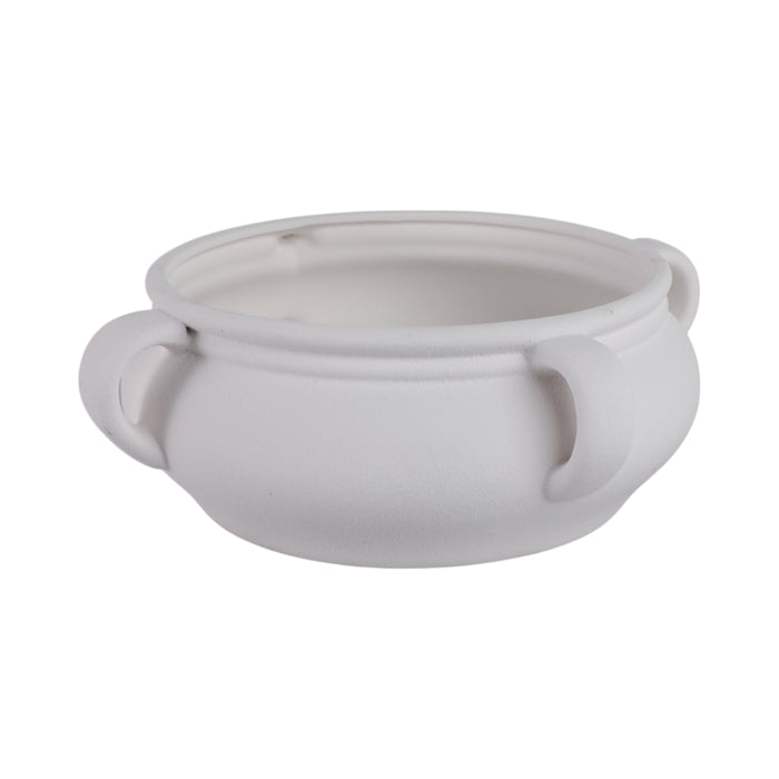 12\" Textured Bowl with Handles - White