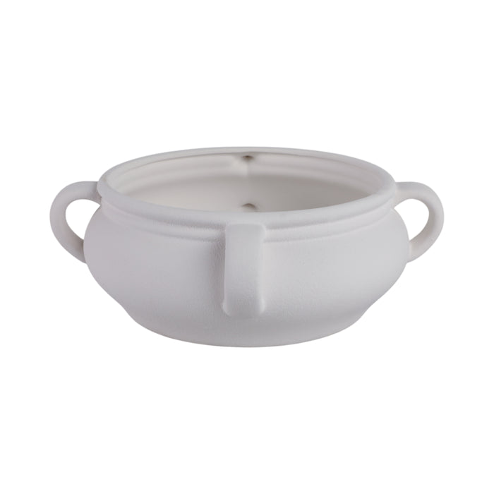 12\" Textured Bowl with Handles - White