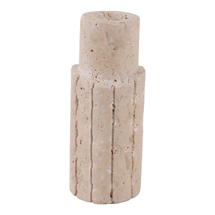 5\" x 2\" Raw Edge Travertine Taper Holder - Tan