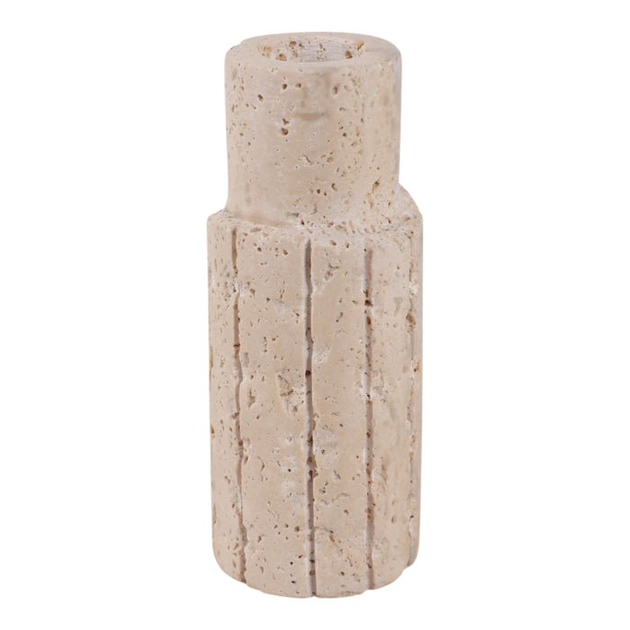 5\" x 2\" Raw Edge Travertine Taper Holder - Tan
