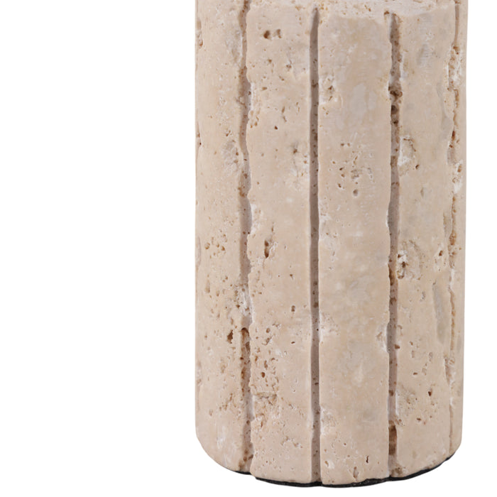 5\" x 2\" Raw Edge Travertine Taper Holder - Tan
