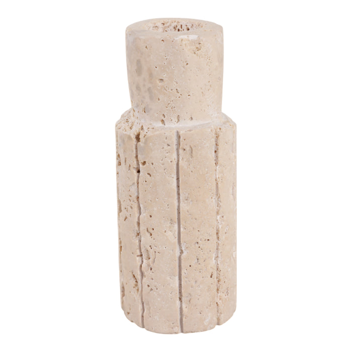 5\" x 2\" Raw Edge Travertine Taper Holder - Tan