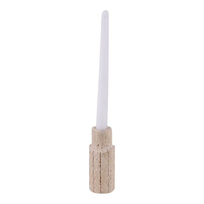 5\" x 2\" Raw Edge Travertine Taper Holder - Tan