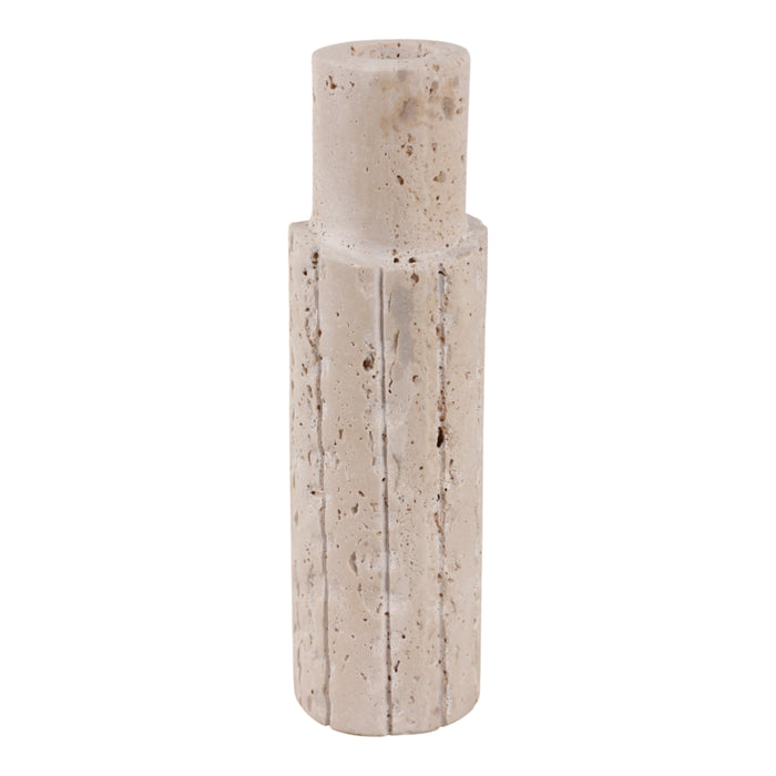7\" x 2\" Raw Edge Travertine Taper Holder - Tan