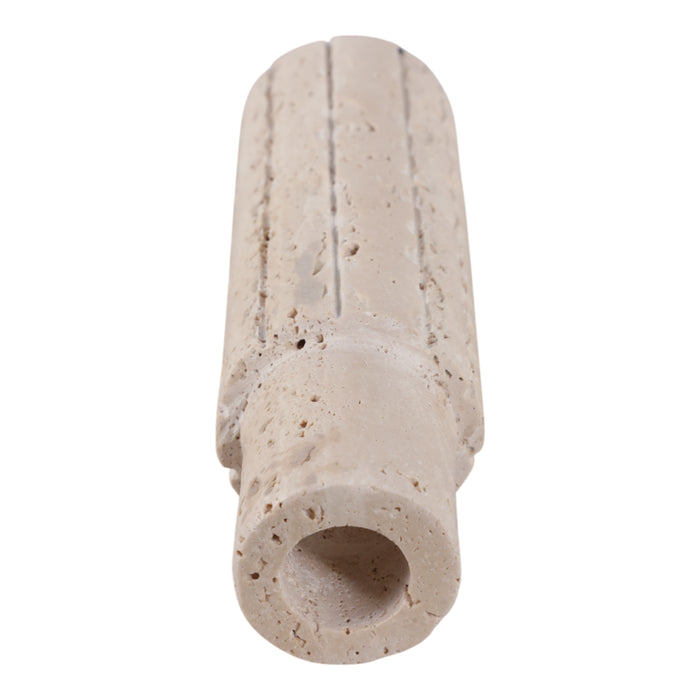 7\" x 2\" Raw Edge Travertine Taper Holder - Tan