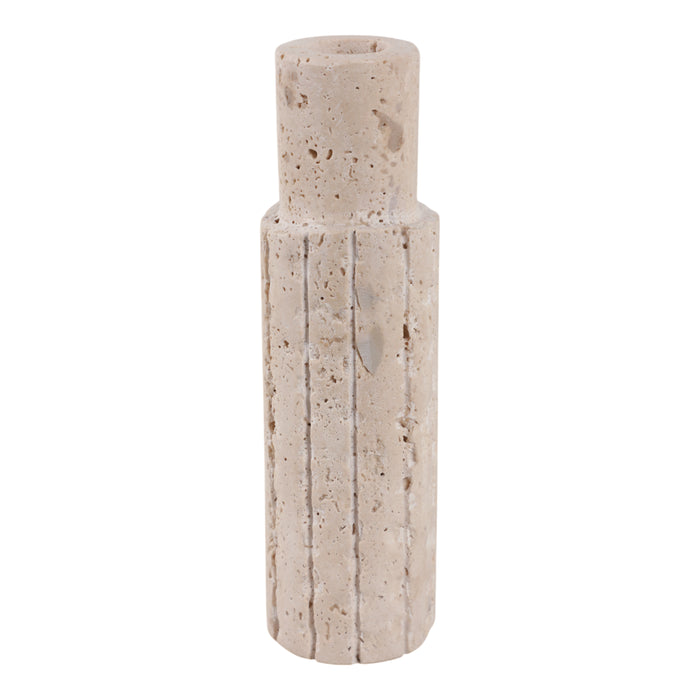 7\" x 2\" Raw Edge Travertine Taper Holder - Tan