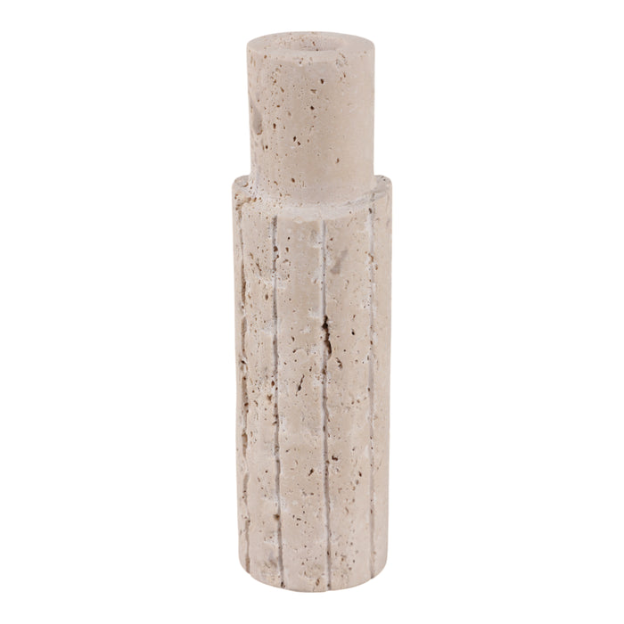 7\" x 2\" Raw Edge Travertine Taper Holder - Tan