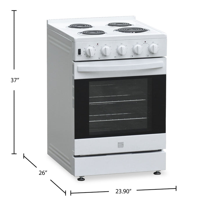 Kenmore 24” Front Control Freestanding Coil Electric Range – White - KKCTR24-FC-W