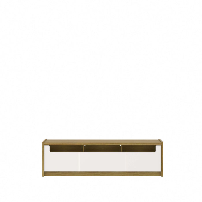 Manhattan Comfort Munoz 72.83\" TV Stand with 3 Compartments & Media Shelves - Off White Gloss